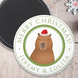 Funny Cute Capybara Santa Jul Magnet