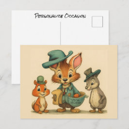 Funny Cute Cartoon Animal Couriers Any Occasion  Helg Vykort