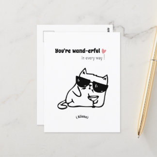 Funny Cute Cat Birthday Card-Personlig Namn Vykort