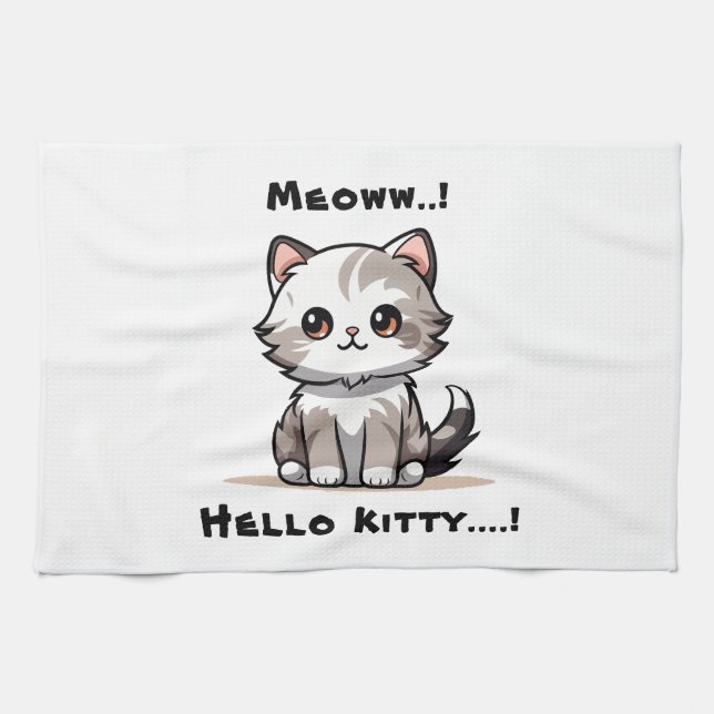 Funny Cute Cat Catmas Humor Kökshandduk (Horisontell)