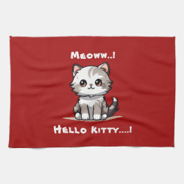 Funny Cute Cat Catmas Humor Kökshandduk