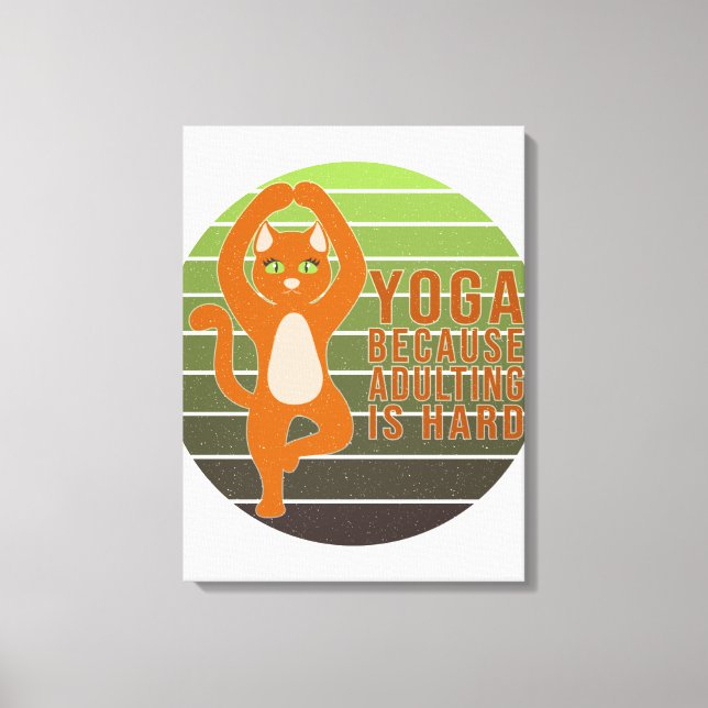 Funny cute cat doing yoga. funny yoga design canvastryck (Framsida)
