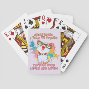 Funny Cute Cat   Ibland talar jag med mig själv Casinokort