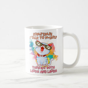 Funny Cute Cat Ibland talar jag med mig själv Kaffemugg