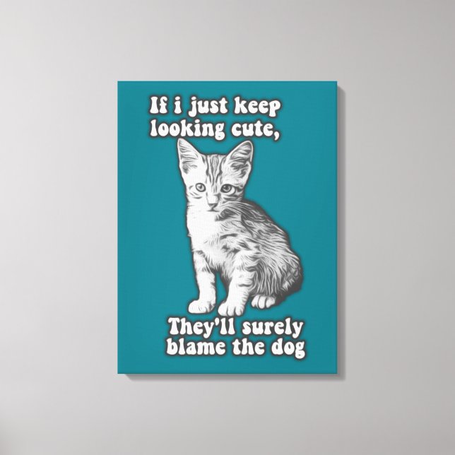 Funny cute cat meme for cat owners & kitty lovers canvastryck (Framsida)