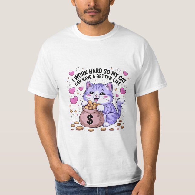 😺 Funny Cute Cat Money Bag T-Shirt 💰 | Cat Lover (Framsida)