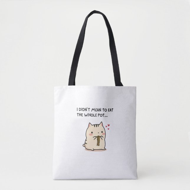 Funny Cute Cat Tote – Noodle Lover Kawaii Bag Tygkasse (Framsida)