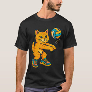 Funny Cute Cat Volleyball Player Fläkt Tee Trainer