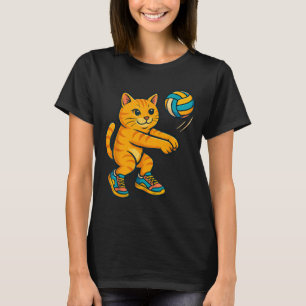 Funny Cute Cat Volleyball Player Fläkt Tee Trainer