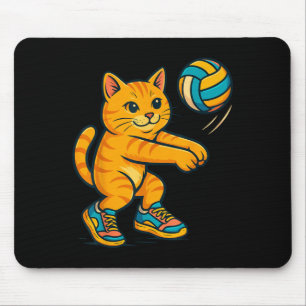 Funny Cute Cat Volleyball Player Fläkt Tee Trainer Musmatta