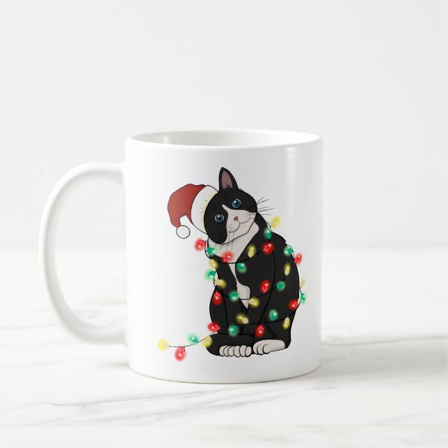 Funny Cute Catmas Cat Kaffemugg (Vänster)