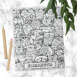 Funny Cute Cats Zen Doodle Coloring Custom Name Ji Pussel<br><div class="desc">Kundens eget namn som färgar pussel med en vit,  lugn massa av roliga katter för att mildra färgningen av för barn eller vuxnor,  roligt för kattälskare.</div>