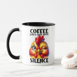 Funny Cute Chicken Witty Coffee Quote och Ord Mugg
