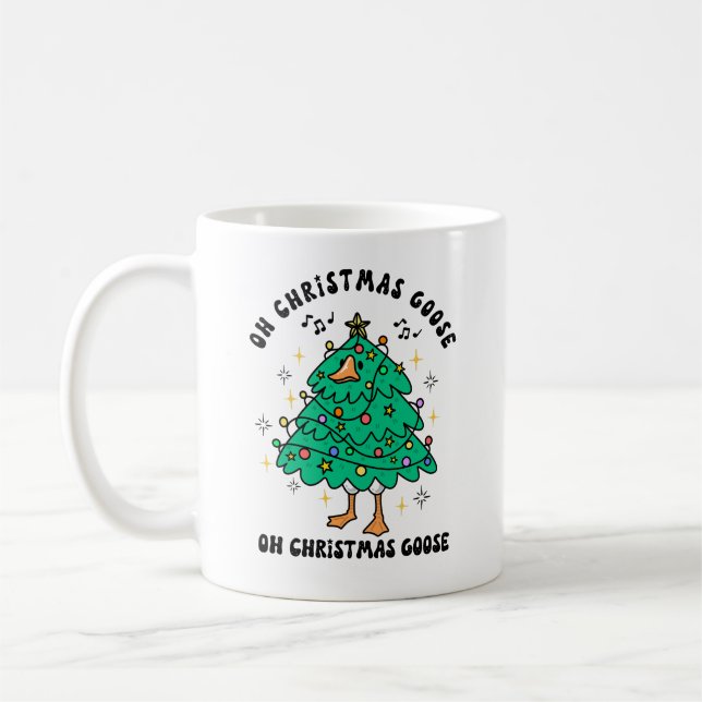 Funny Cute Christmas Goose Kaffemugg (Vänster)