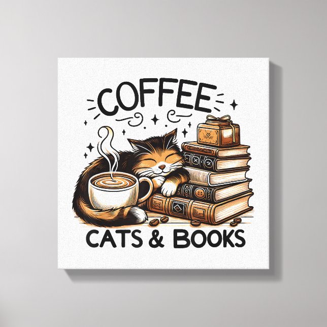 Funny Cute Coffee Cats Bokar Älskare Gift Idea Wom Canvastryck (Framsida)