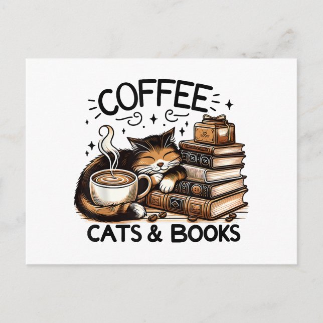 Funny Cute Coffee Cats Bokar Älskare Gift Idea Wom Helg Vykort (Framsida)