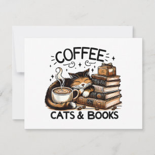 Funny Cute Coffee Cats Bokar Älskare Gift Idea Wom Julkort