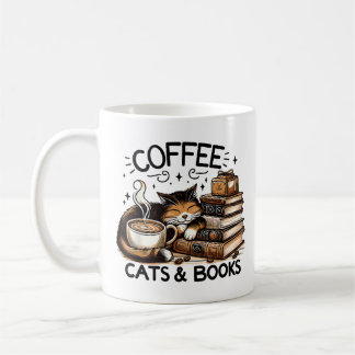Funny Cute Coffee Cats Bokar Älskare Gift Idea Wom Kaffemugg