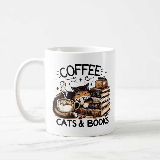Funny Cute Coffee Cats Bokar Älskare Gift Idea Wom Kaffemugg (Vänster)