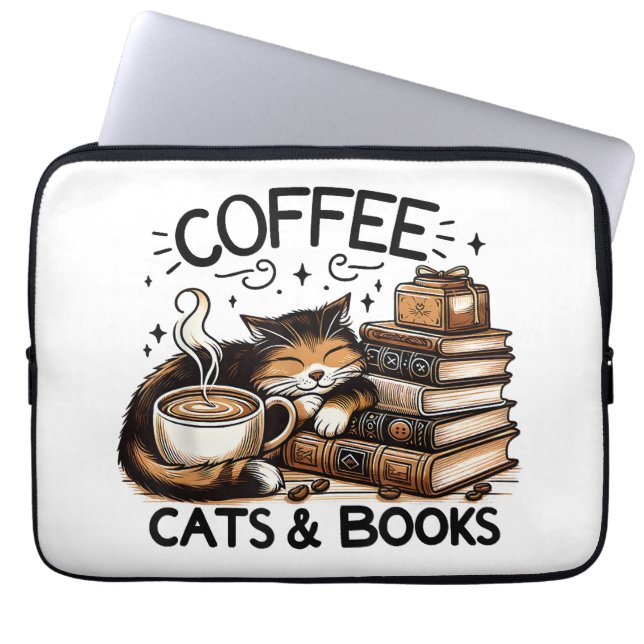 Funny Cute Coffee Cats Bokar Älskare Gift Idea Wom Laptop Fodral (Framsidan)