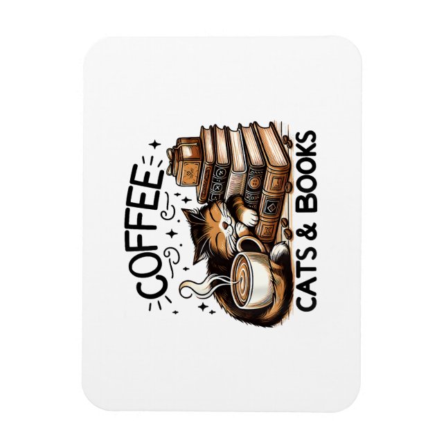Funny Cute Coffee Cats Bokar Älskare Gift Idea Wom Magnet (Vertikal)