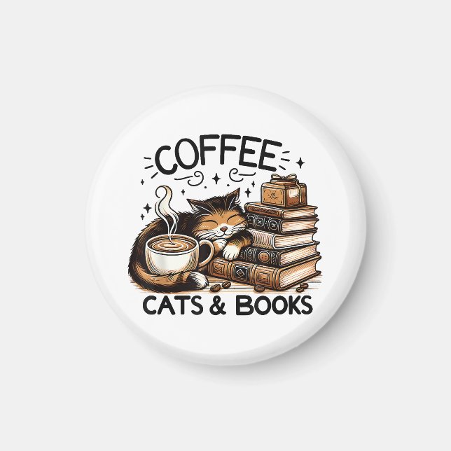 Funny Cute Coffee Cats Bokar Älskare Gift Idea Wom Magnet (Framsidan)