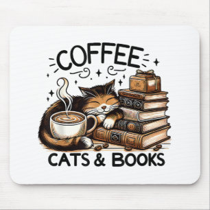 Funny Cute Coffee Cats Bokar Älskare Gift Idea Wom Musmatta