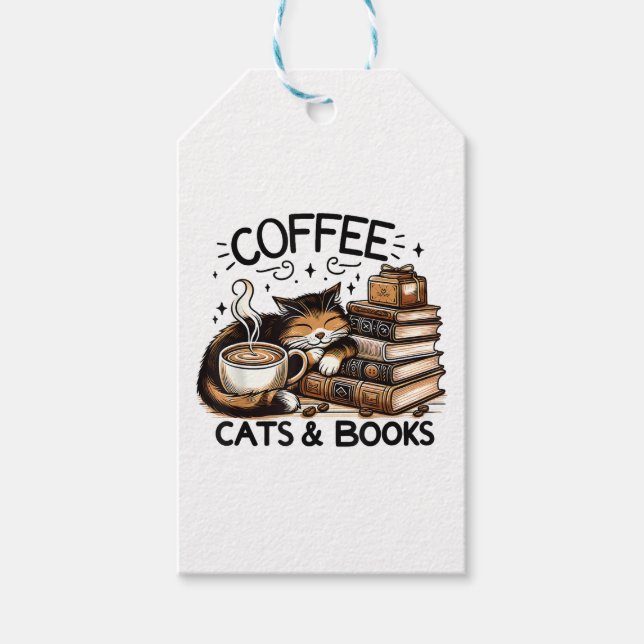 Funny Cute Coffee Cats Bokar Älskare Gift Idea Wom Presentetikett (Framsidan)