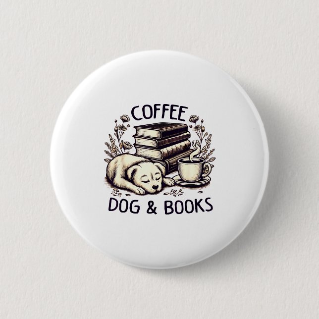 Funny Cute Coffee Dog Books Lover Women Men Kids  Knapp (Framsida)