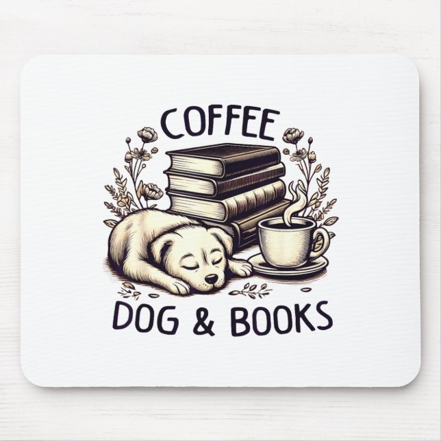 Funny Cute Coffee Dog Books Lover Women Men Kids  Musmatta (Framsidan)