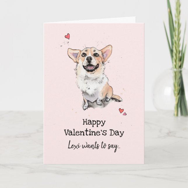 Funny Cute Corgi hund Valentine Day I kärlek U Kort (Framsida)