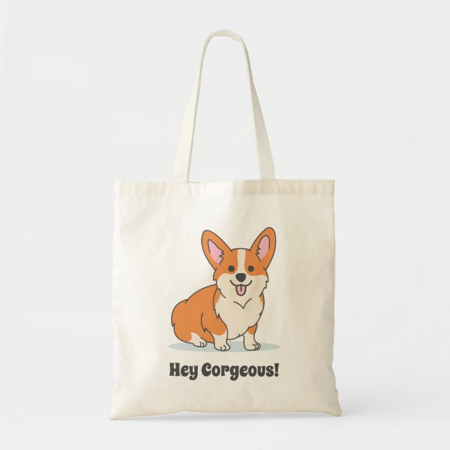 Funny Cute Corgi Puppy - Hej Corgous Tygkasse (Framsidan)