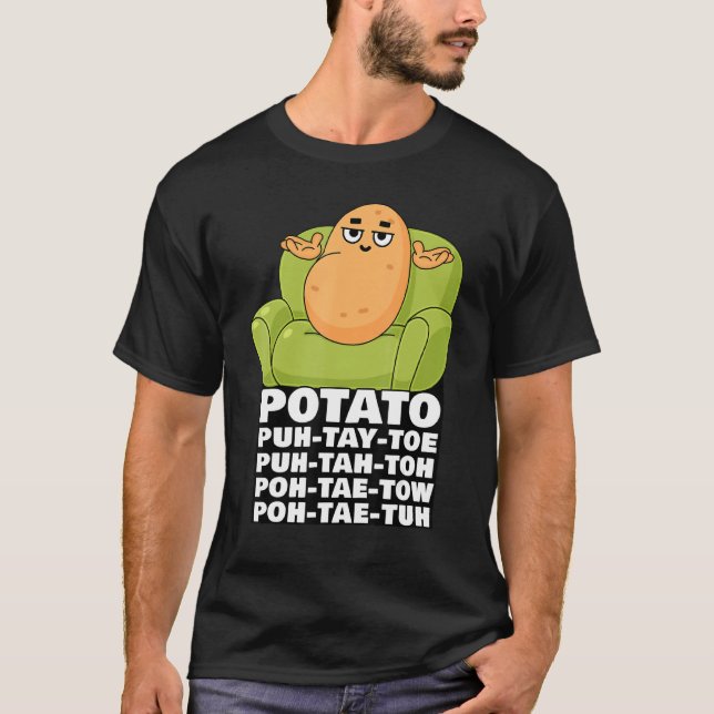 Funny Cute Couch Potato Pronunciation Meme T Shirt (Framsida)