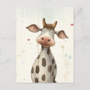 Funny Cute Cow Ai Art Vykort