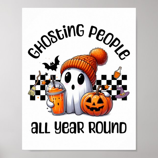 Funny Cute Creepy Ghost Halloween Graphic Kids Adu Poster (Framsidan)