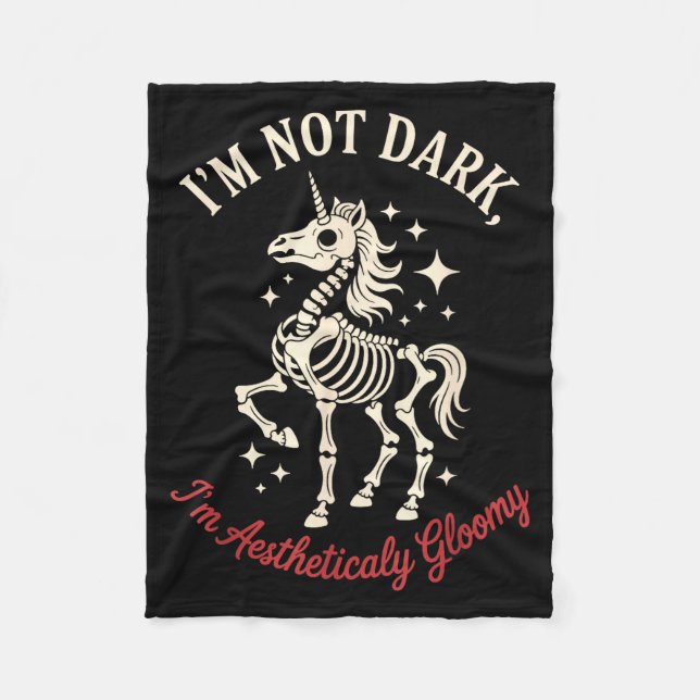 Funny Cute Creepy Unicorn Skeleton Dark Humor Goth Fleecefilt (Framsidan)