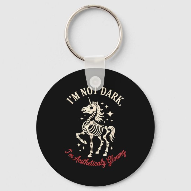 Funny Cute Creepy Unicorn Skeleton Dark Humor Goth Nyckelring (Framsida)