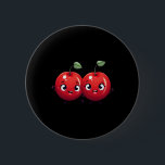 Funny Cute Dancing Cherries Lycklig Dance Couple R Knapp<br><div class="desc">Funny Cute Dancing Cherries Lycklig Dance par Red Fruit</div>