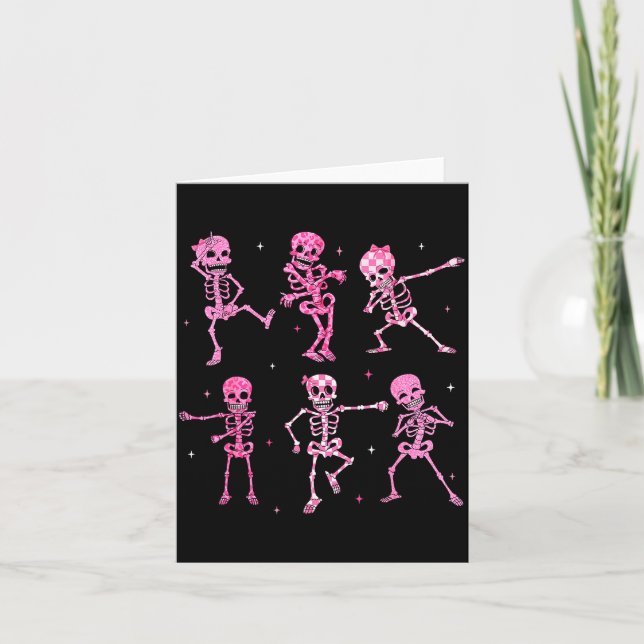 Funny Cute Dancing Skeleton Halloween Costume Shir Kort (Framsida)