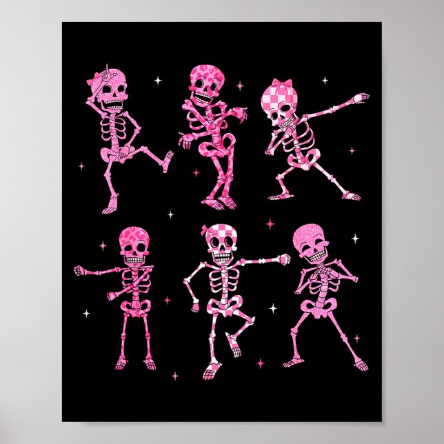 Funny Cute Dancing Skeleton Halloween Costume Shir Poster (Framsidan)