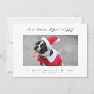 Funny & Cute Define Naughty Dog Holiday Card Julkort