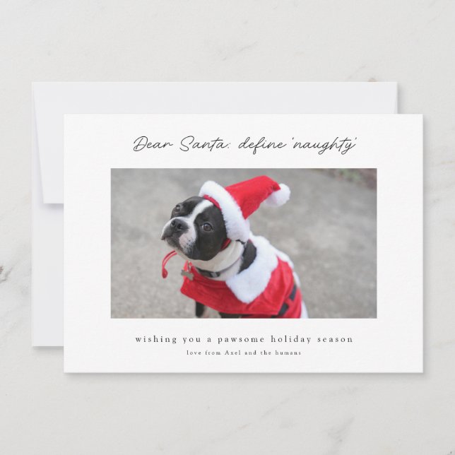 Funny & Cute Define Naughty Dog Holiday Card Julkort (Framsida)