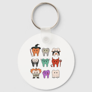 Funny Cute Dental Hygiene Monsters Teeth Squad Hal Nyckelring