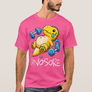 Funny Cute Dinosaur Workout Gym Fitness Weightlift T Shirt