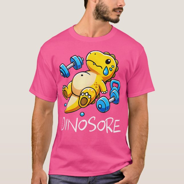 Funny Cute Dinosaur Workout Gym Fitness Weightlift T Shirt (Framsida)