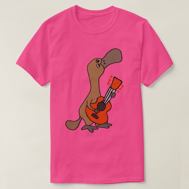 Funny Cute Duckbilled Platypus spelar Guitar T Shirt (Design framsida)