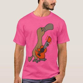 Funny Cute Duckbilled Platypus spelar Guitar T Shirt