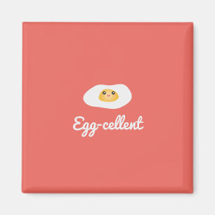 Funny Cute Egg Eggcellent Humous Food Pun Roligt Magnet