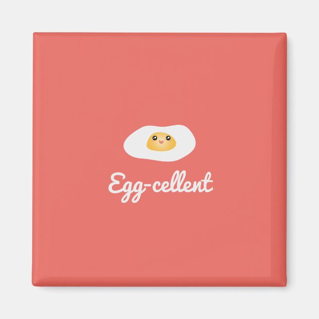 Funny Cute Egg Eggcellent Humous Food Pun Roligt Magnet (Framsidan)