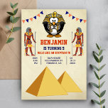 Funny Cute Egyptian Penguin Barns födelsedag Party Inbjudningar<br><div class="desc">Akta dina gäster med den lustiga egyptiska födelsedagsfesten inbjudan med en söt penguin med en guld-mask, med Pharaohs och vackra pyramider mot en vintagens bakgrund. Lägg bara till din händelseinformation i den här mallen som är enkel att använda för att göra den till en inbjudan av typen en. Vänd över...</div>